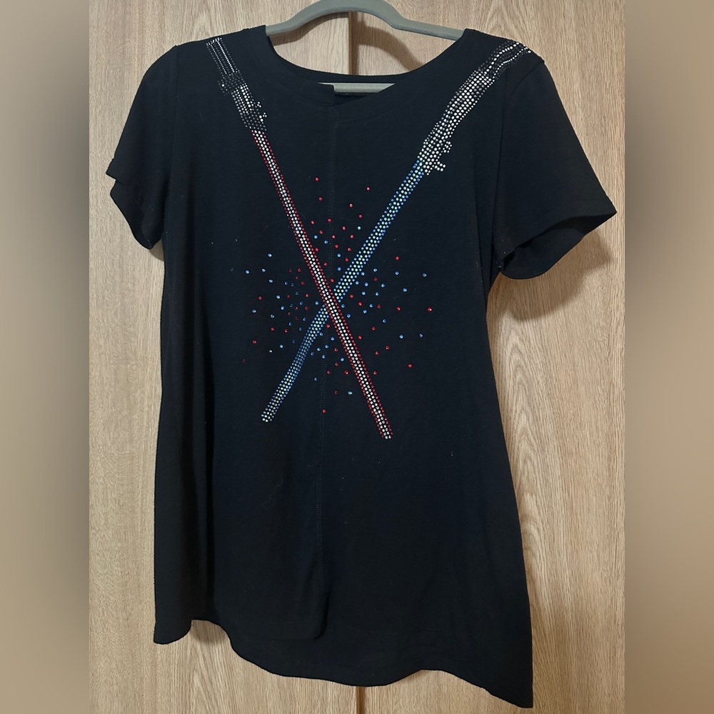 Disney Parks Star Wars Crossed Lightsabers T-Shirt with Rhinestone Design